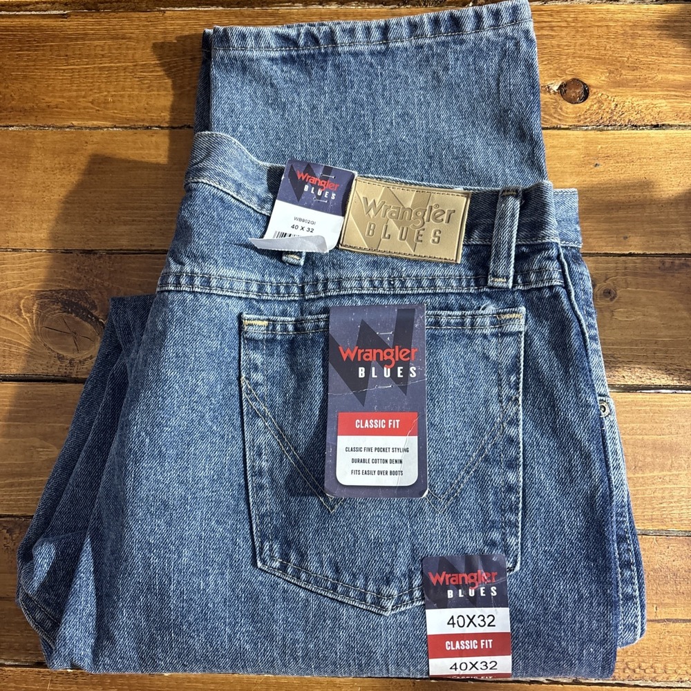 Vintage Wrangler Blues Jeans Men 40x32 Blue Denim Classic Workwear y2k Old Stock